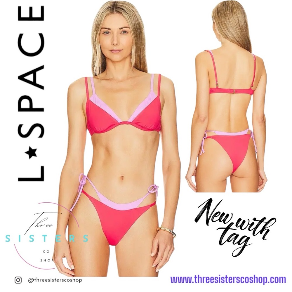 L*Space Pink and Purple Fused Zendaya Top Bikini Swimwear